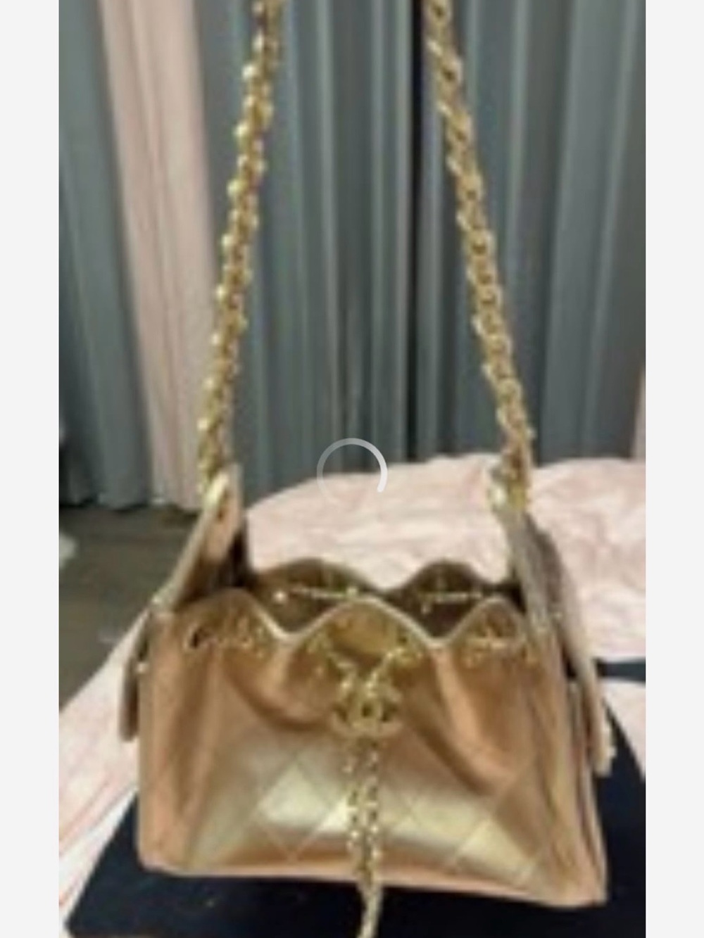 CHANEL Metallic Gold Quilted Shoulder Bag with Chain Strap